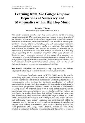 Depictions of Numeracy and Mathematics Within Hip Hop Music