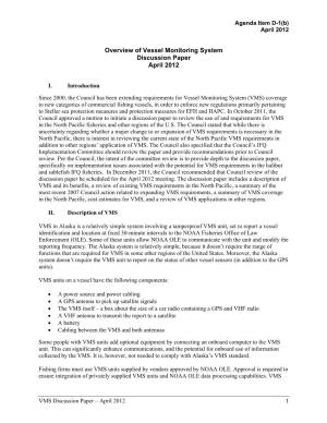 Overview of Vessel Monitoring System Discussion Paper April 2012