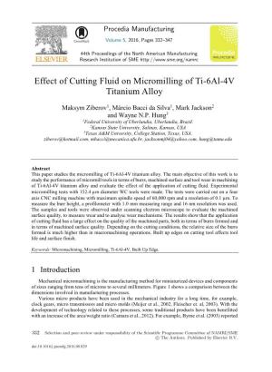 Effect of Cutting Fluid on Micromilling of Ti-6Al-4V Titanium Alloy