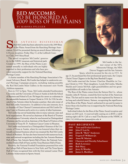 Red Mccombs to Be Honored As 2009 Boss of the Plains by Marsha Pfluger