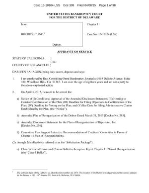 Case 15-10104-LSS Doc 309 Filed 04/08/15 Page 1 of 98