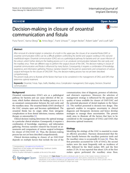 Decision-Making in Closure of Oroantral Communication and Fistula