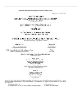 FIRST CASH FINANCIAL SERVICES, INC. (Exact Name of Registrant As Specified in Its Charter)