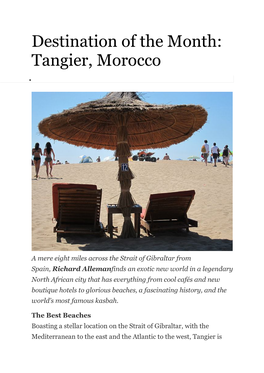 Destination of the Month: Tangier, Morocco