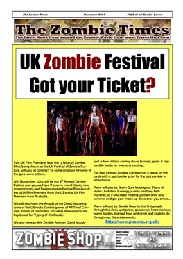 Zombie Times November 2014 FREE to All Zombie Lovers