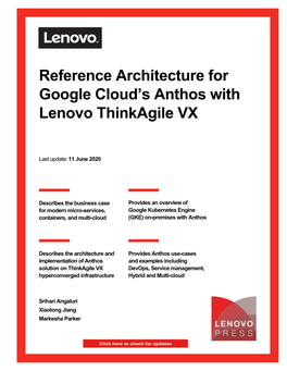 Reference Architecture for Google Cloud's Anthos with Lenovo