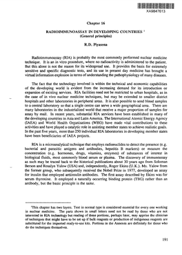 Radioimmunoassay in Developing Countries: General Principles