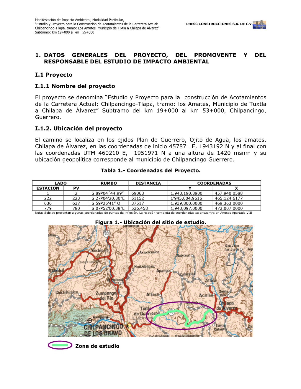 Estudio Y Proyecto Para La Construcción De Acotamientos De La Carretera Actual: Chilpancingo-Tlapa, Tramo: Los Amates, Mu
