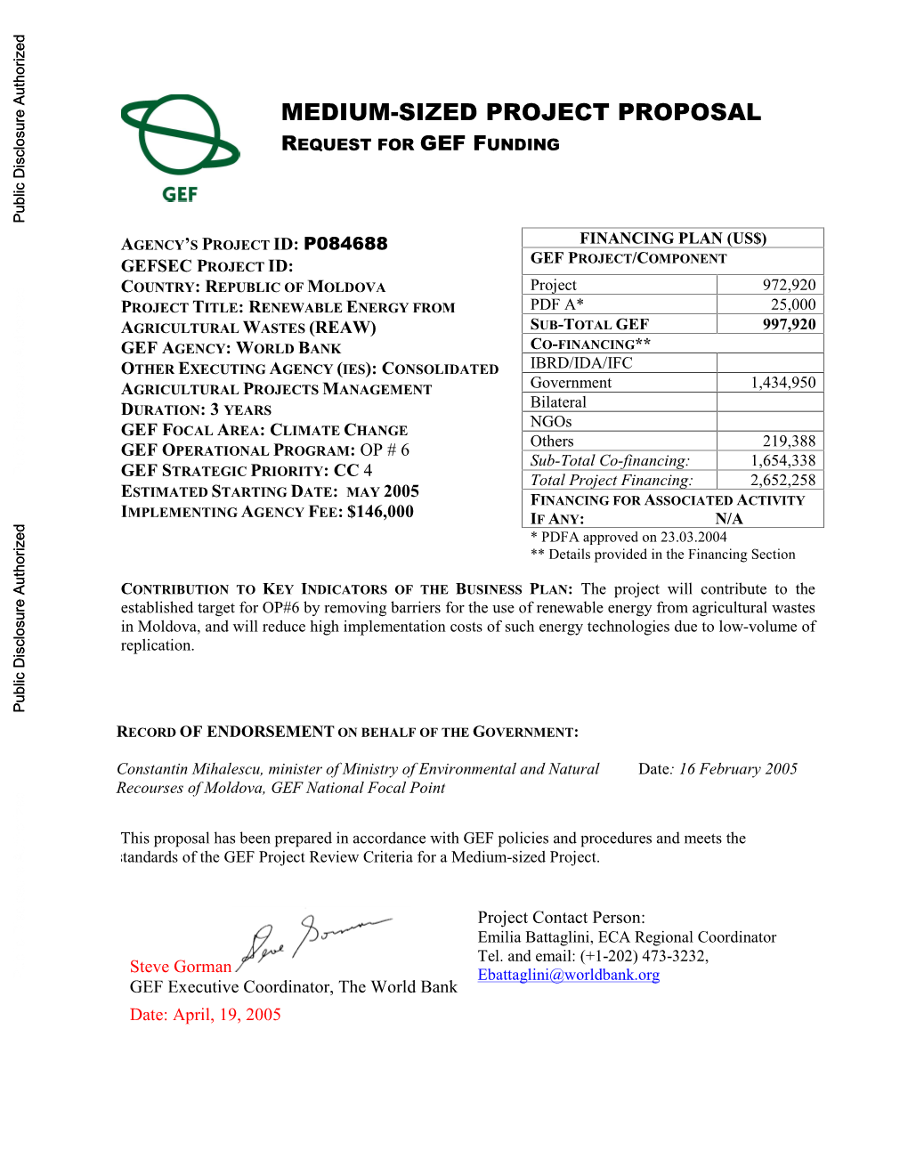 Medium Sized Project Proposal