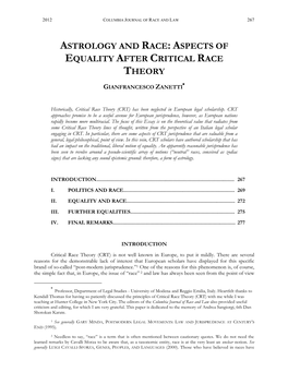 Astrology and Race: Aspects of Equality After Critical Race Theory