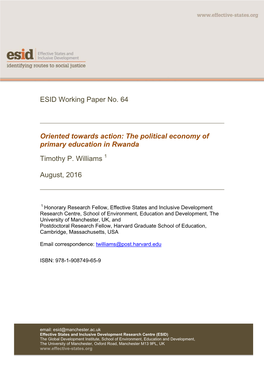 The Political Economy of Primary Education in Rwanda Timothy P