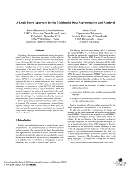 A Logic Based Approach for the Multimedia Data Representation and Retrieval