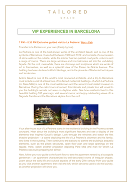 Vip Experiences in Barcelona