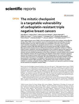 The Mitotic Checkpoint Is a Targetable Vulnerability of Carboplatin-Resistant