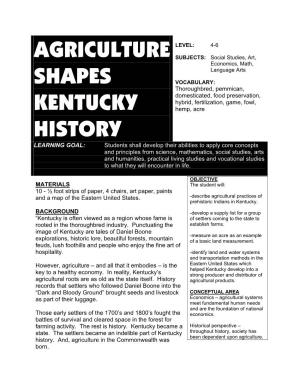 Agriculture Shapes Kentucky History