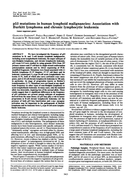 P53 Mutations in Human Lymphoid Malignancies