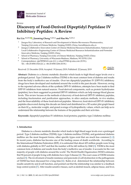 Discovery of Food-Derived Dipeptidyl Peptidase IV Inhibitory Peptides: a Review