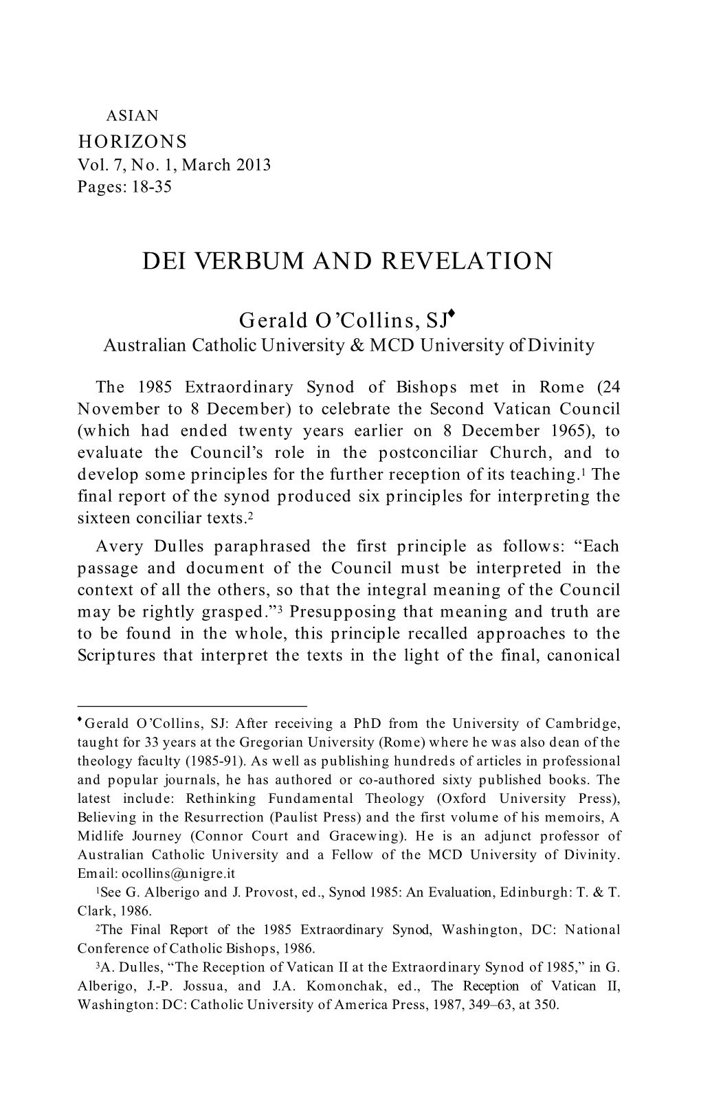 Dei Verbum and Revelation