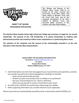 JIMMY"T-99” NELSON SCHOLARSHIP APPLICATION The