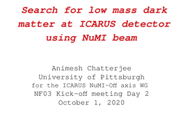 Search for Low Mass Dark Matter at ICARUS Detector Using Numi Beam