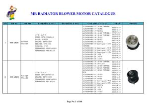 Mr Radiator Blower Motor Catalogue