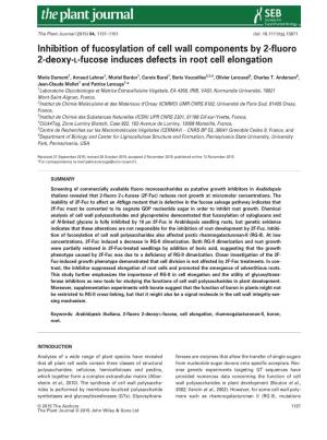 Inhibition of Fucosylation of Cell Wall Components by 2-Fluoro 2-Deoxy-L