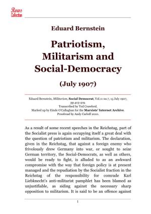 Eduard Bernstein Patriotism, Militarism and Social-Democracy