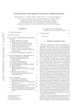 Arxiv:1708.06101V1 [Quant-Ph] 21 Aug 2017 High-Dimensional OAM States 10 B