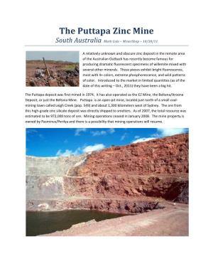 The Puttapa Zinc Mine South Australia Mark Cole – Minershop – 10/30/11