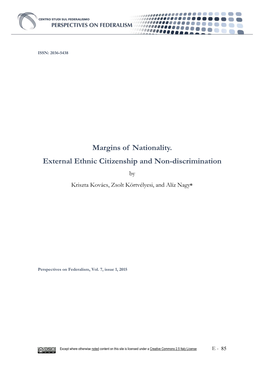 Margins of Nationality. External Ethnic Citizenship and Non-Discrimination by Kriszta Kovács, Zsolt Körtvélyesi, and Alíz Nagy