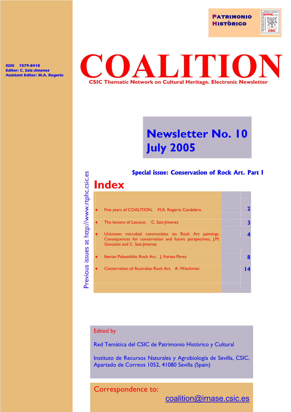 Newsletter No. 10 July 2005 Index