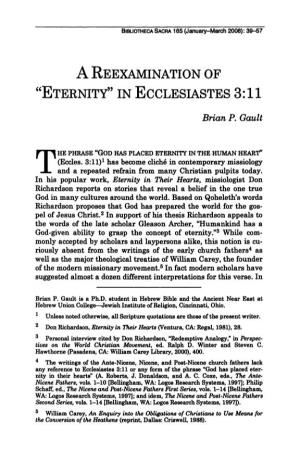 A Reexamination of "Eternity" in Ecclesiastes 3:11
