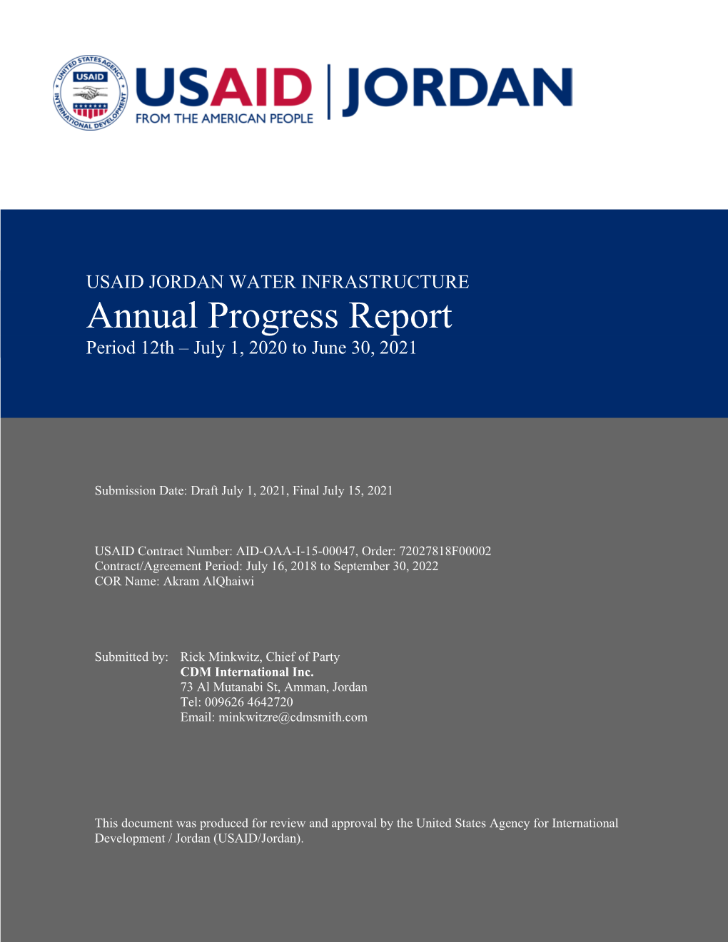 Annual Progress Report Period 12Th – July 1, 2020 to June 30, 2021