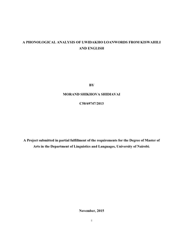 A Phonological Analysis of Lwidakho Loanwords from Kiswahili and English