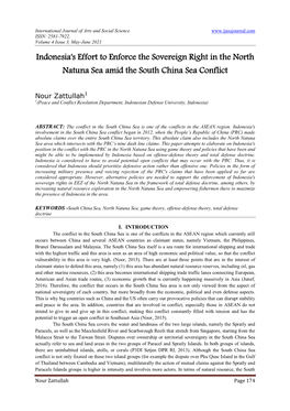 Indonesia's Effort to Enforce the Sovereign Right in the North Natuna Sea Amid the South China Sea Conflict