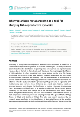 Ichthyoplankton Metabarcoding As a Tool for Studying Fish Reproductive Dynamics