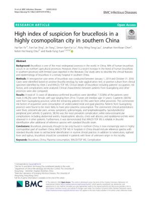 High Index of Suspicion for Brucellosis in a Highly Cosmopolitan City In