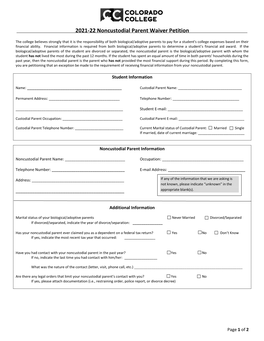 2021-22 Noncustodial Parent Waiver Petition