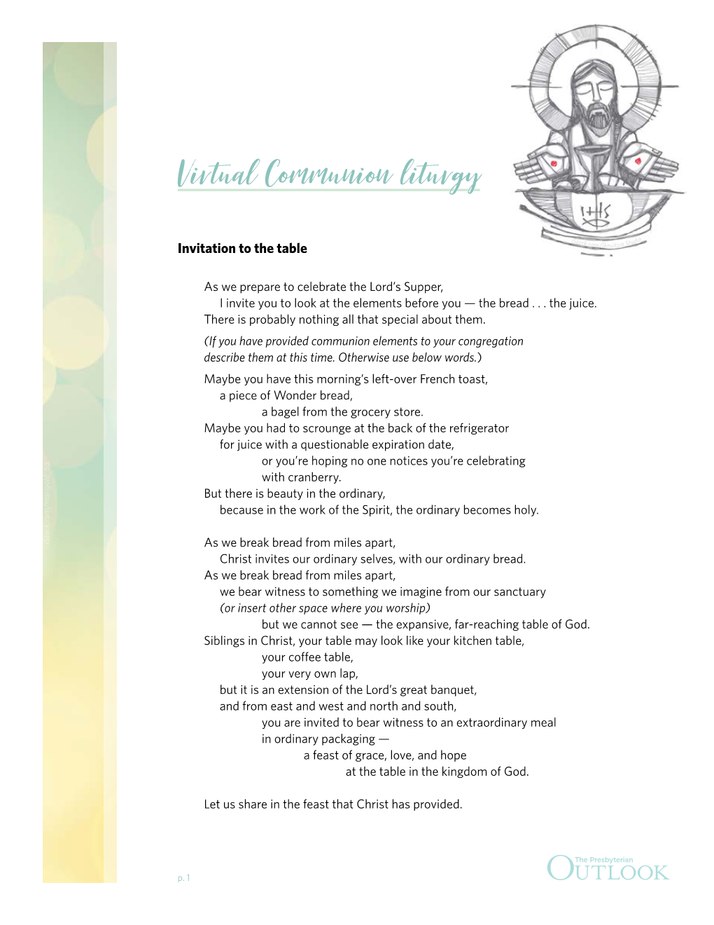 Virtual Communion Liturgy