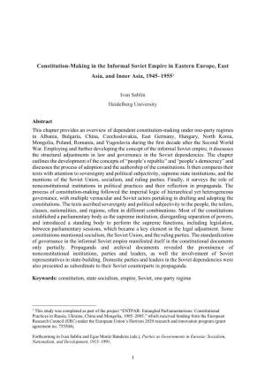 Constitution-Making in the Informal Soviet Empire in Eastern Europe, East Asia, and Inner Asia, 1945–19551
