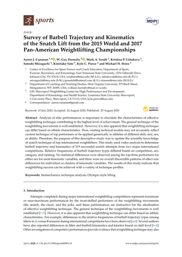 Survey of Barbell Trajectory and Kinematics of the Snatch Lift from the 2015 World and 2017 Pan-American Weightlifting Championships