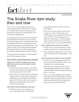 The Snake River Dam Study-Then And