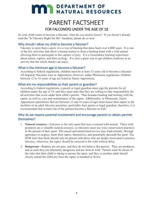 Parent's Falconry Factsheet