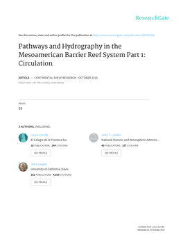 Pathways and Hydrography in the Mesoamerican Barrier Reef System Part 1: Circulation