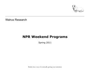 NPR Weekend Programs