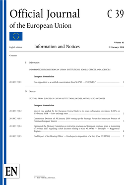Official Journal C 39 of the European Union