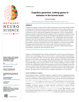 Cognitive Genomics: Linking Genes to Behavior in the Human Brain