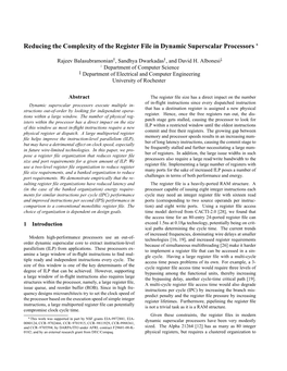 Reducing the Complexity of the Register File in Dynamic Superscalar Processors