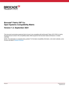 Brocade Fabric OS 9.X Open Systems Compatibility Matrix
