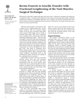 Rectus Femoris to Gracilis Transfer with Fractional Lengthening of the Vasti Muscles: Surgical Technique